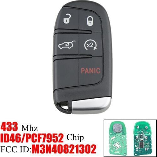 Keyless Smart Remote Key Fob for Jeep Grand Cherokee for Dodge M3N40821302 433 MHz Remote Key Car Accessories Car Key Fob
