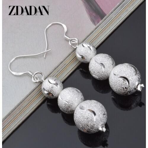 ZDADAN 925 Sterling Silver Long Beaded Drop Earrings For Women Wedding Jewelry Gifts
