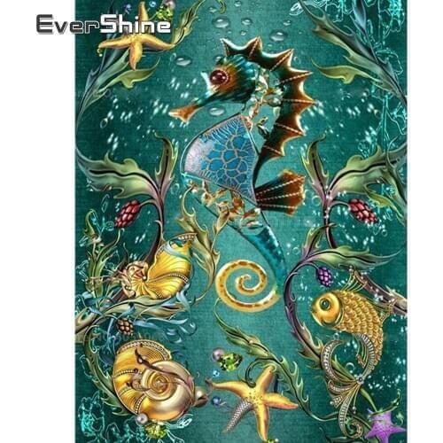 EverShine Seahorse Diamond Painting Cross Stitch Diamond Embroidery Animals Picture Of Rhinestones Diamond Mosaic Handmade Hobby