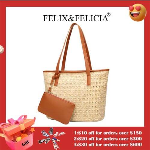 FELIX&FELICIA Summer Straw Large Shoulder Women Bag Vocation Tote Handbags For Ladies 2021