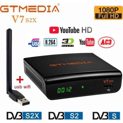 FTA 1080P Gtmedia v7s hd DVB-S2 Satellite Receiver with usb wifi Full HD Digital Receptor Upgrade Freesat v7 HD FTA Set Top Box