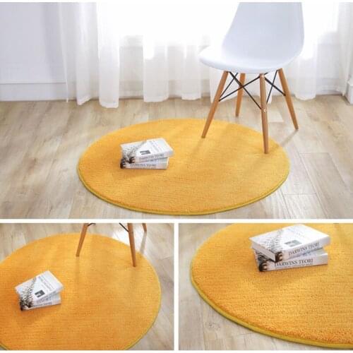 Mustard Yellow Carpet Round Rug Washable Kids Room Thick Carpet For Living Room Plush Rug Large Bedside Rug Computer Chair Mat