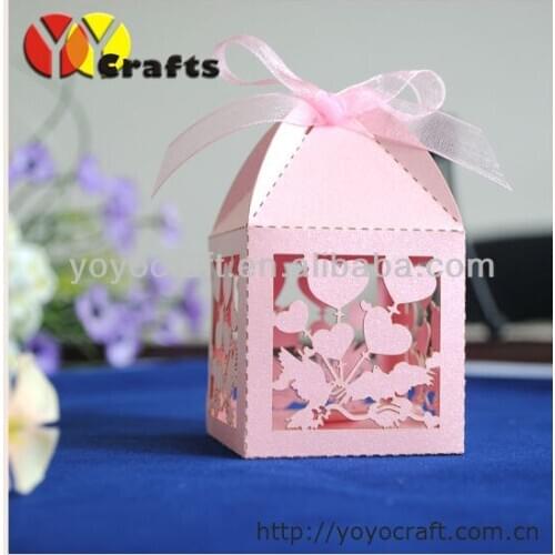Laser cut individual high quality free logo paper customizable love dove decorative sweet boxes for weddings