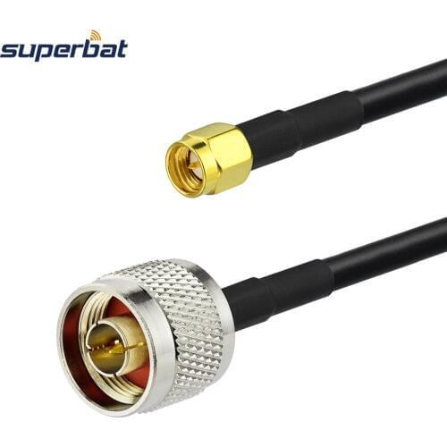 Superbat SMA Plug to N-Type Male Adapter Connector Straight Pigtail RF Coaxial Cable Assembly RG223 1M for Wireless WLAN