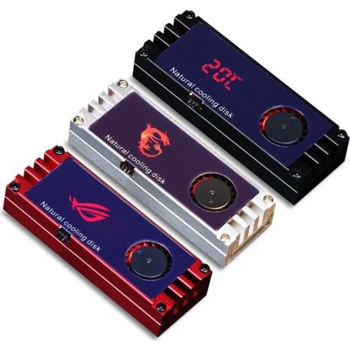 Computer M.2 2280 SSD Aluminium Heat Sink Temperature Monitoring With Fan and LED Backlight M2 Hard Disk Cooling Cooler Radiator