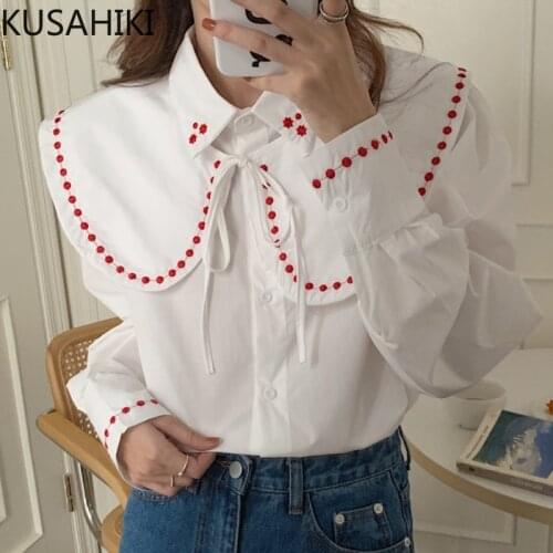 KUSAHIKI Women's Shirts With Embroidery