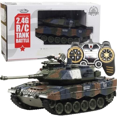 LCF 1:18 2.4G German Leopard 2A6 Military Tank Model RC Battle Tank Toy with Smoke Sound Light Effect
