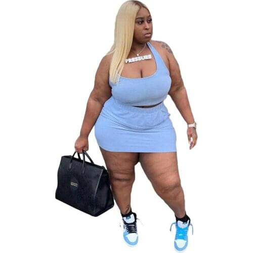 Summer Fashion Sports Suit Plus Size Skirt Suit Casual Vest and Short Skirt Womens Sexy Solid Color Sportswear Jogging Suit New