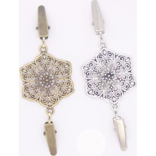 Fashion Retro Plating Duckbill Buckle Clothing Decor Chain Cardigan Clip Sweater Blouse Clip Clothing Decoration Brooch Pins