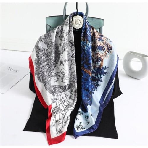 Fashion Women Hijab Scarf Print Silk Square Headband Muslim Scarves Spring Summer Print Floral Shawl Neck Wrap Bandana