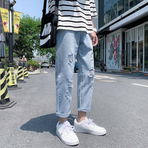 2021 Jeans Nine Minute Couples Spring Summer New Broken Literary Youth Hip Hop Streetwear College Tidal Current Fashion Best