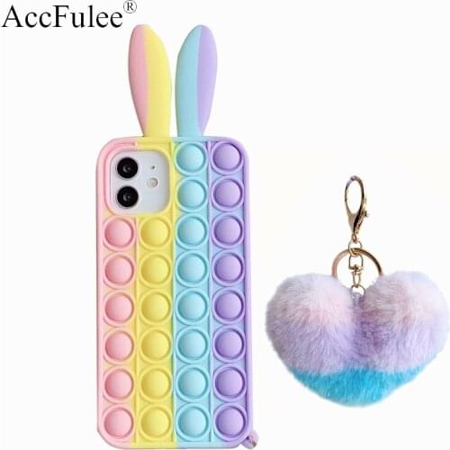 Cute Cartoon Rabbit Silicon Case For Iphone 12 Pro Max 11 6 6S 7 8 Plus X XR XS Max Cover Reliver Stress Bubble Cover