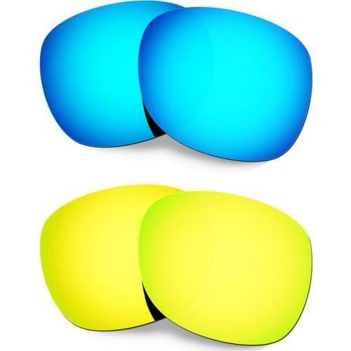 HKUCO For Garage Rock Sunglasses Replacement Polarized Lenses 2 Pairs - Blue&Gold