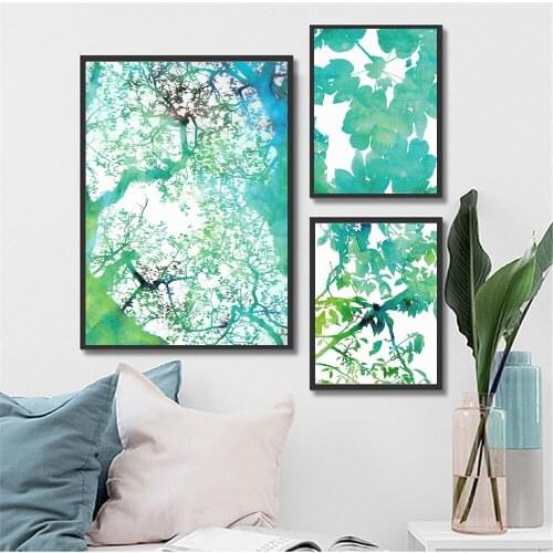 Nordic Modern Canvas Painting Green Plant Tree Wall Picture Art Decoration for Home Office Wall Art Leaf Kids Room Decor