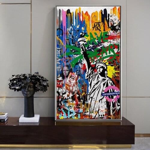 Statue of Liberty Graffiti Art Canvas Paintings on the Wall Art Posters and Prints Modern Street Art Pictures For Living Room