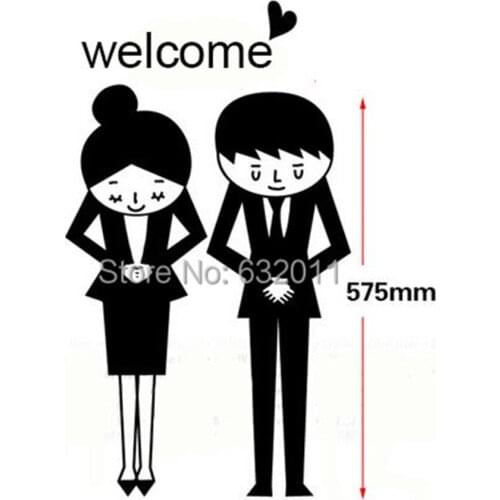 Hotel store shop door glass window sticker welcome sign sticker sticky poster material wall sticker