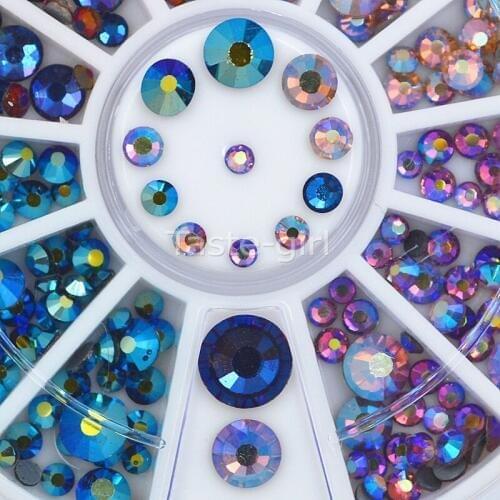 Round gem crystal glitter Nail Art Rhinestones Flat Back Acrylic UV Gel Decor Manicure Nail Art Decoration in Wheel