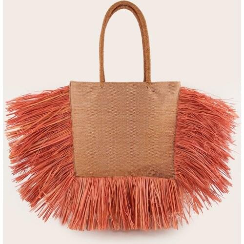 Bohemian Tassel Raffia Large Capacity Tote Designer Women Woven Straw Bags Luxury Wicker Lady Shoulder Bag Summer Beach Handbags
