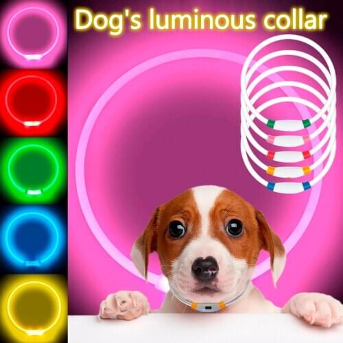 Glow LED Pet Cat Dog Collar Anti Lost Colorful Glowing Flashing Light Collar Fancy Puppy Kitten Neck Halo Band Luminous Necklace
