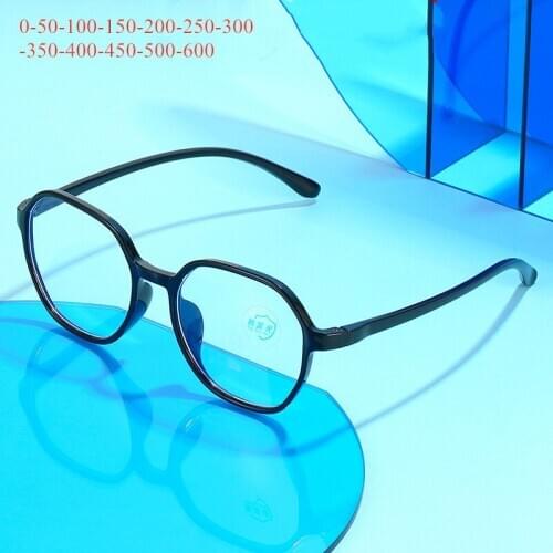 Ultralight Anti-blue Light Myopia Glasses Women&Men Round Frame Nearsighted Prescription Glasses Diopter -0.5-1.0to-6.0