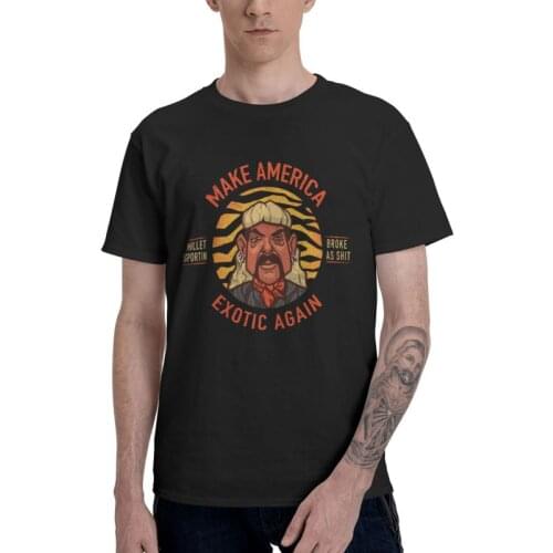 Vintage Joe Exotic T-shirt Men Graphic T Shirts Short Sleeve Funny Tiger King Make America Great Again Tshirt 100% Cotton Tee