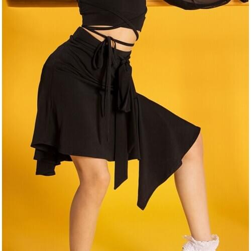 Latin Dance Skirt For Kids Black/Purple/Red Latin Practice Clothing Girls Rumba Tango Samba Salsa Dance Clothes XXXS-L DWY5029