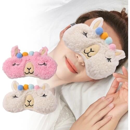 Cute Shading Eye Mask Cartoon Hairball Sheep Sleeping Mask Plush Eye Shade Cover Eyeshade For Travel Home Party Kids Eye Care