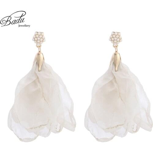 Badu Fashion Handmade Drop Earrings for Women Big Yarn Flower Drop Earrings Wedding Jewelry 2019 New Trendy Summer Accessories