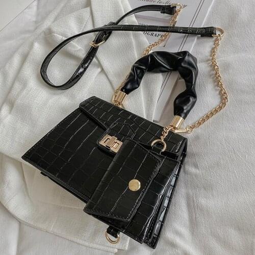 Stone Pattern PU Leather Crossbody Bags for Women 2021 Chain Handbag and Purses Fashion Simple Shoulder Bag Totes Ladies 2 Set