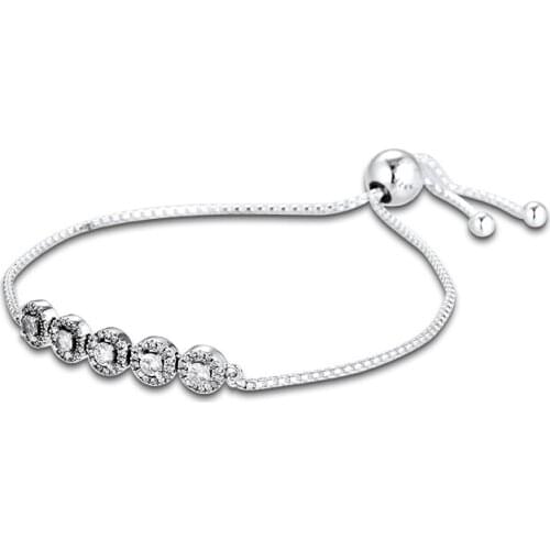 CKK Bracelet for women Round Sparkle Slider Bracelet Fashion Original Silver 925 Sterling jewelry