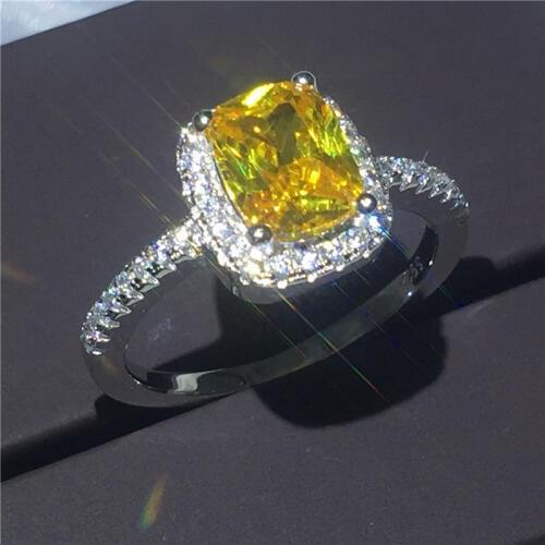 Fashion ring White Gold Filled 925 silver Engagement Wedding Band Rings for women 3ct AAAAA zircon DImaonque Finger Jewelry