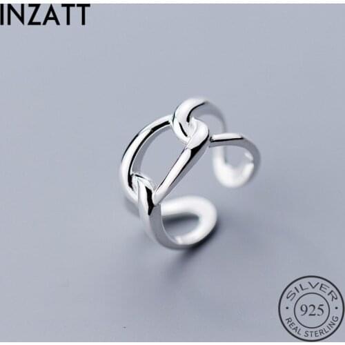 INZATT Real 925 Sterling Silver Minimalist Hollow Opening Ring For Women Party Geometric Link Hyperbole Fine Jewelry Accessories