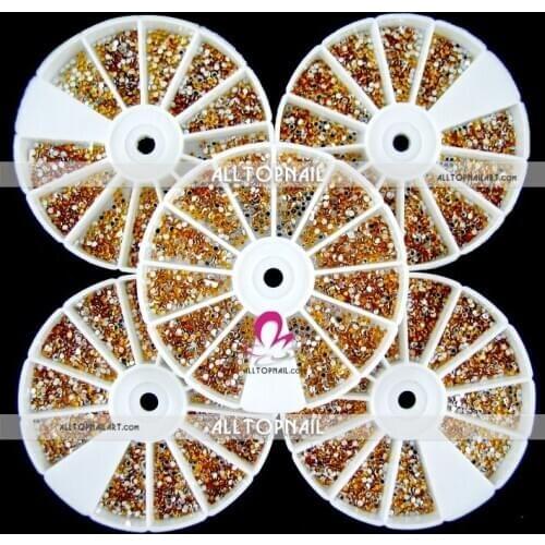Golden 1.5mm Faceted Round nail art acrylic rhinestones 60 Wheels 144000pcs gold 3D Nail Art acrylic stones - DHL Free Shipping