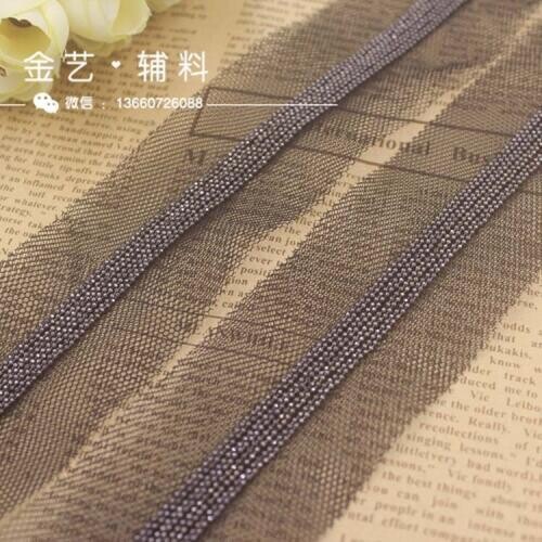 1Yard Black Beaded Metal Chain Mesh Lace Trim Sewing Craft Lace Fabric Collar Applique Women Dress Guipure