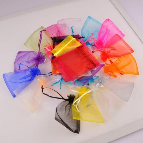 1000pcs 5X7cm 7x9cm 9x12cm 10x15cm Drawstring Organza Pouches Jewelry Packaging Bags Wedding Party Gift Bag Jewelry Pouch
