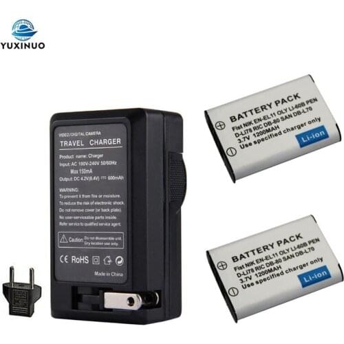 1200mAh EN-EL11 ENEL11 D-Li78 NP-BY1 DN-L70 Battery + AC Charger for Nikon Coolpix S550 S560 Pentax M50 W60 W80 V20 Sony HDR-AZ1
