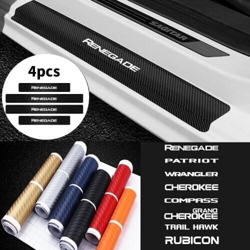 4PCS Car Carbon Fiber Door Sill Trim Sticker Decal for JEEP Renegade Patriot Wrangler Cherokee Compass Grand Cherokee Trail Hawk