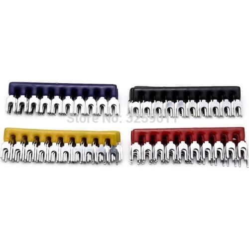 80PCS Pre Insulated Fork Type Terminal Barrier Strip Jumper Connectors TD1510 / TD-10A Wire Connector 10A 10 Positions KIT