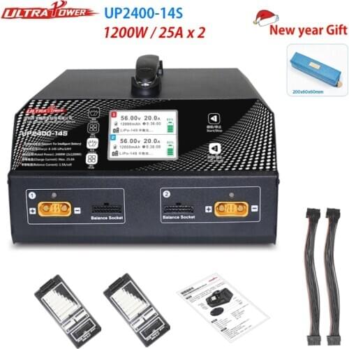 UltraPower UP2400-14S 2400W 50A Balance Dual Charger For UAV Agriculture Mapping Drone 6S 12S 14S LiPo LiHV Battery