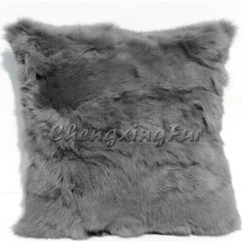 FREE SHIPPINI CX-D-17N Patchwork Cheap Grey Rabbit Fur Sofa Cushion Cover / Fur Pillow Cover Pillow Case coussin decoration