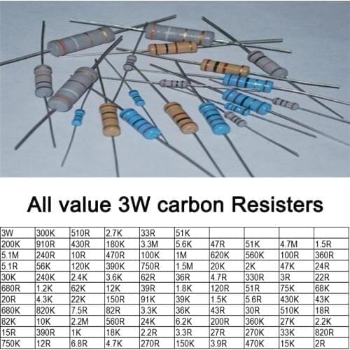 Free ship with track 100pcs 10R 3W DIP Resistors carbon Resisters 3W 10ohm 5% Carbon Film Resistor other value pls leave