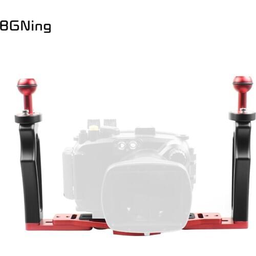 BGNing DSLR Diving Dual Handle Tray Bracket Grip Carrier for Go Pro Action Camera Housing Holder Case Underwater Photography