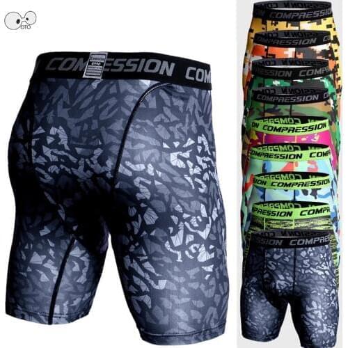 Quick Dry Bodybuilding Fitness Workout Gyms Shorts Camouflage Base Layer Running Tights Men Short Elastic Compression Sportswear