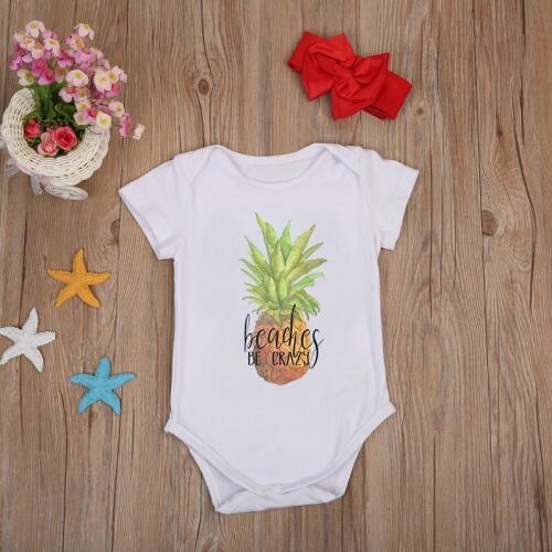 DERMSPE 2019 Newborn Boys Girls Short Sleeve Letter Printed Fruit Cartoon Images Cotton Romper Outfits Baby Clothes Hot Sales