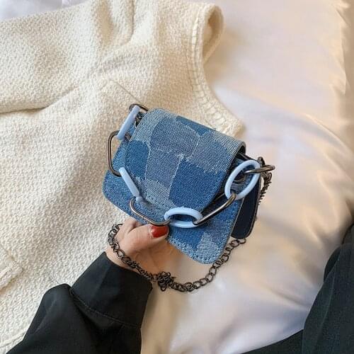 Design denim handbag chain bag fashion handbag messenger bag small bag 2021 new tide