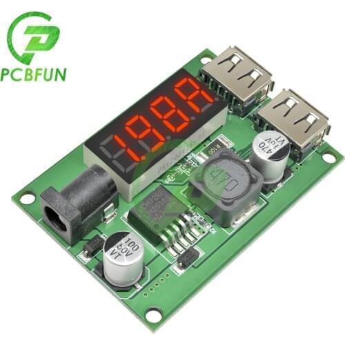 Dual USB DC-DC 12V/24V/36V to 5V 3A Step Down Buck Converter Power Supply Module Adjustable with Voltmeter Volt Test For Car