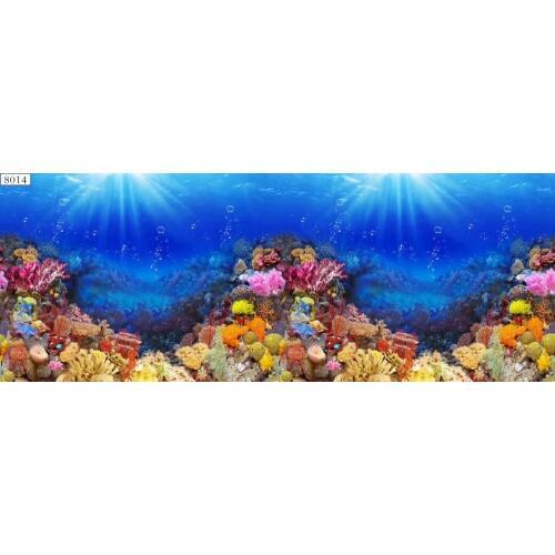 8013 23.3" x 60" Double Sided Aquarium Decoration Sea World/Stone Hill Tree Fish Tank Background Picture Poster