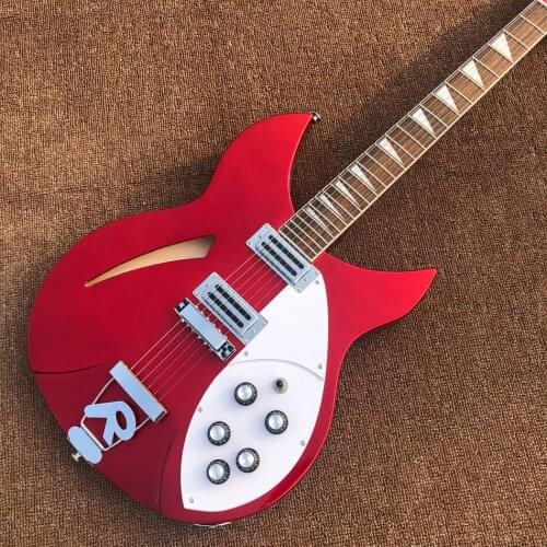 Hot Sale Metal Red Color Jazz Semi Hollow Guitarra Rickenback 330 Version Guitar Free Shipping