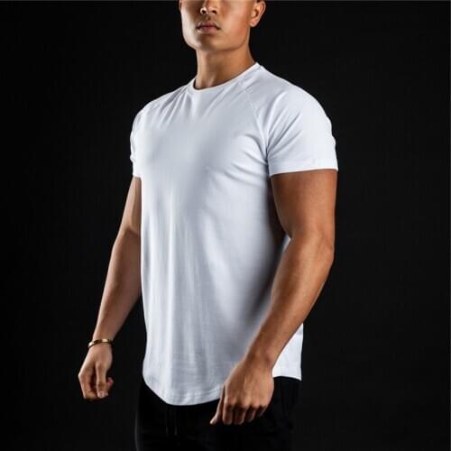 Running Shirt Men Cotton Short Sleeve T Shirt Fitness Slim Fit T-shirt Male Gym Tees Tops Summer Fashion Tshirt Solid Clothing