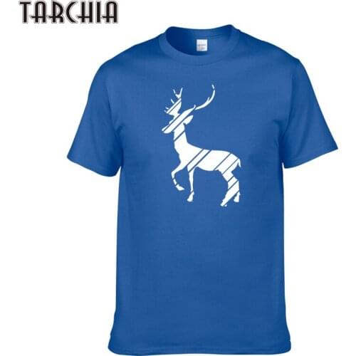 TARCHIA Men T-Shirt 2021 New Christmas Deer Print Short Sleeve Casual Tees Tops Summer Style Homme Male Cotton T Shirts
